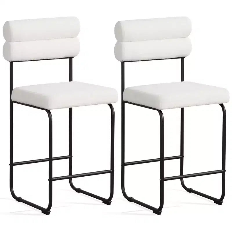 Costway Lot de 2 tabourets de bar hauteur comptoir de 66 cm avec cadre en métal et repose-pieds