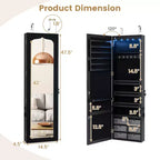 Costway Armoire à bijoux avec miroir pleine longueur, lumières LED intégrées, crochets et étagères
