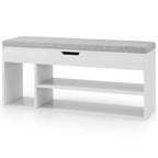Banc à chaussures Costway pour entrée avec siège rembourré et rangement dissimulé blanc