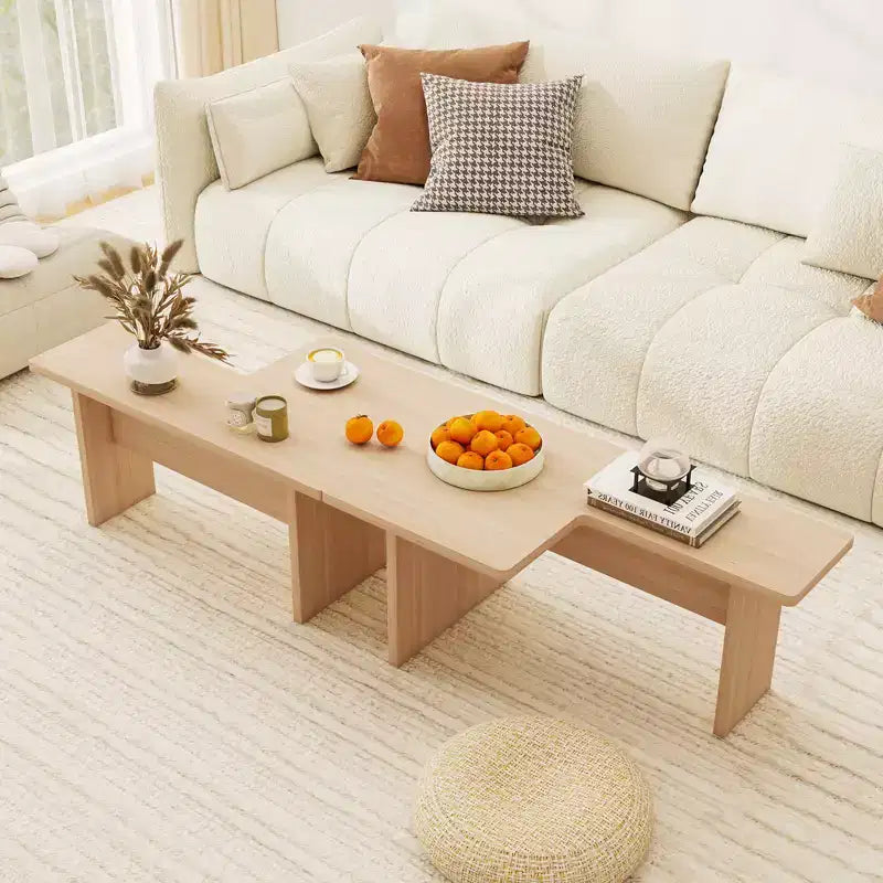 Costway Table basse modulable, ensemble de 2 tables centrales en L pour bureau à domicile, appartement, naturel