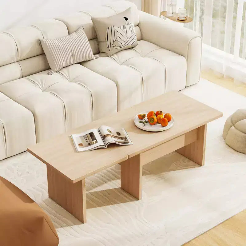 Costway Table basse modulable, ensemble de 2 tables centrales en L pour bureau à domicile, appartement, naturel