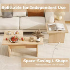 Costway Table basse modulable, ensemble de 2 tables centrales en L pour bureau à domicile, appartement, naturel