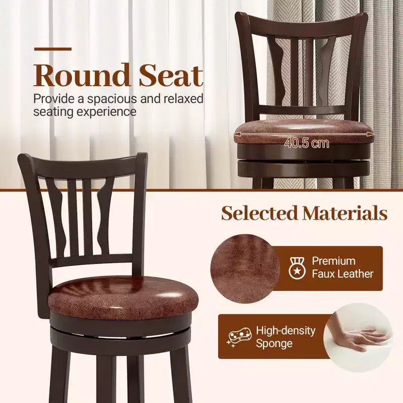 Costway Tabourets de Bar Pivotants de 76 cm avec Dossier et Assise en Similicuir (Lot de 4)
