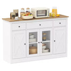 Costway 55 Large Buffet Sideboard w/ 3 Drawers 2 See-through Doors Adjustable Shelves