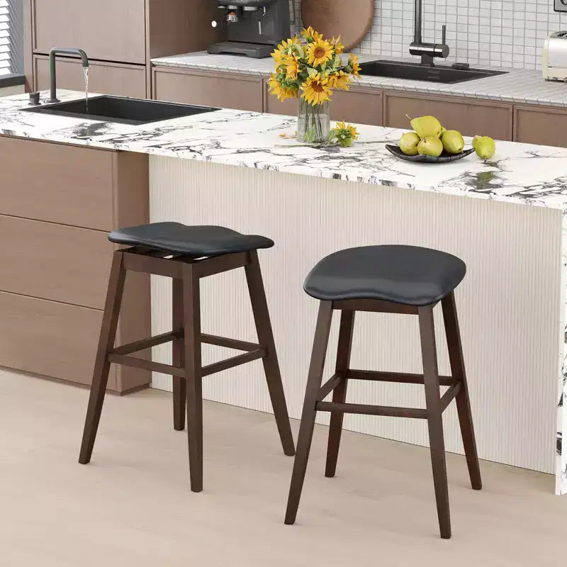Lot de 2 tabourets de bar pivotants Costway 31 po avec siège rembourré profilé et repose-pieds