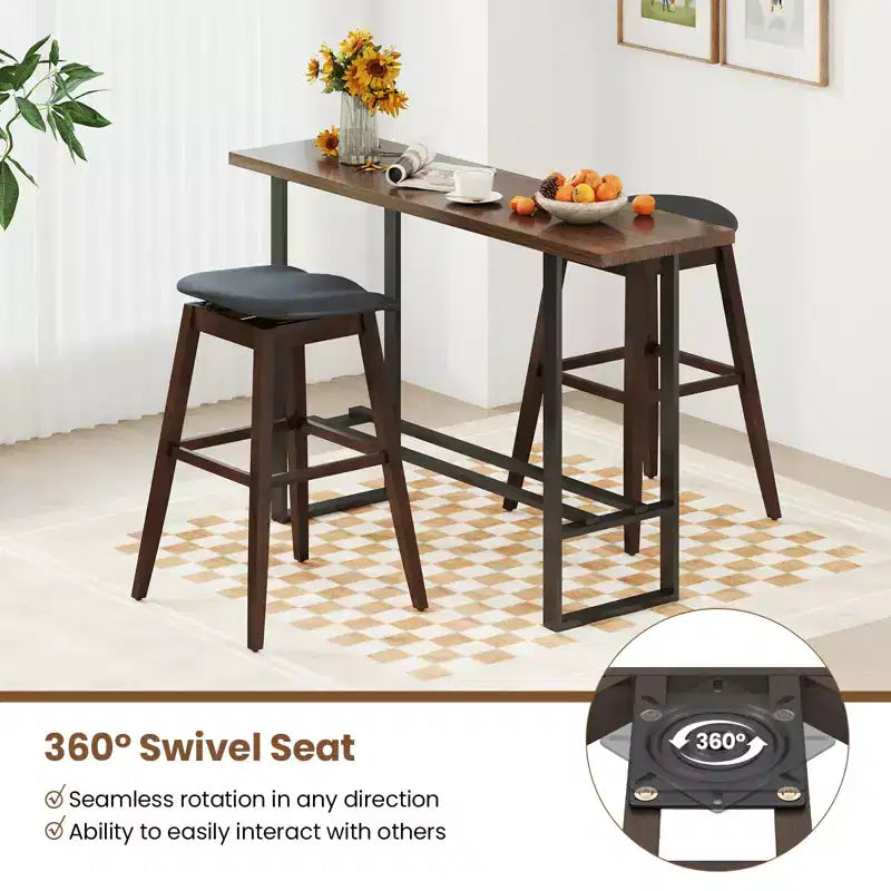 Lot de 2 tabourets de bar pivotants Costway 31 po avec siège rembourré profilé et repose-pieds