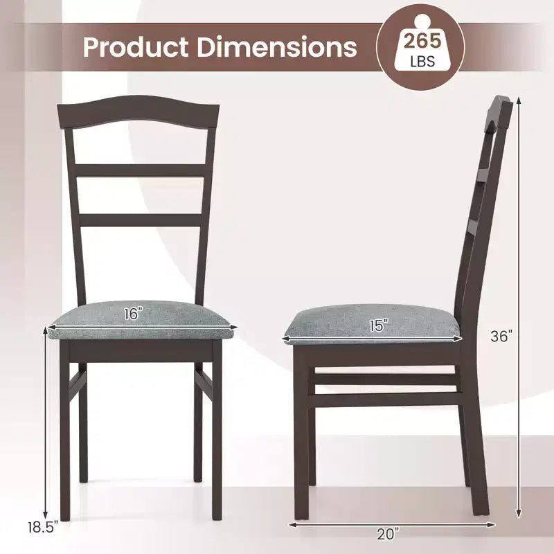 Costway Chaises de Salle à Manger Modernes Lot de 2 avec Cadre en Bois d'Hévéa et Dossier Évidé pour Cuisine