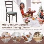 Costway Chaises de Salle à Manger Modernes Lot de 2 avec Cadre en Bois d'Hévéa et Dossier Évidé pour Cuisine