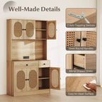 Costway Meuble de Cuisine avec Station de Recharge 71 pouces Meuble Buffet de Cuisine