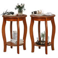 Costway 2-Tier Round End Table Set of 2 Narrow Sofa Side Nightstand w/ Storage Shelf