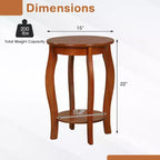 Costway Lot de 2 tables d'appoint rondes à 2 niveaux pour canapé, table de chevet étroite avec étagère de rangement