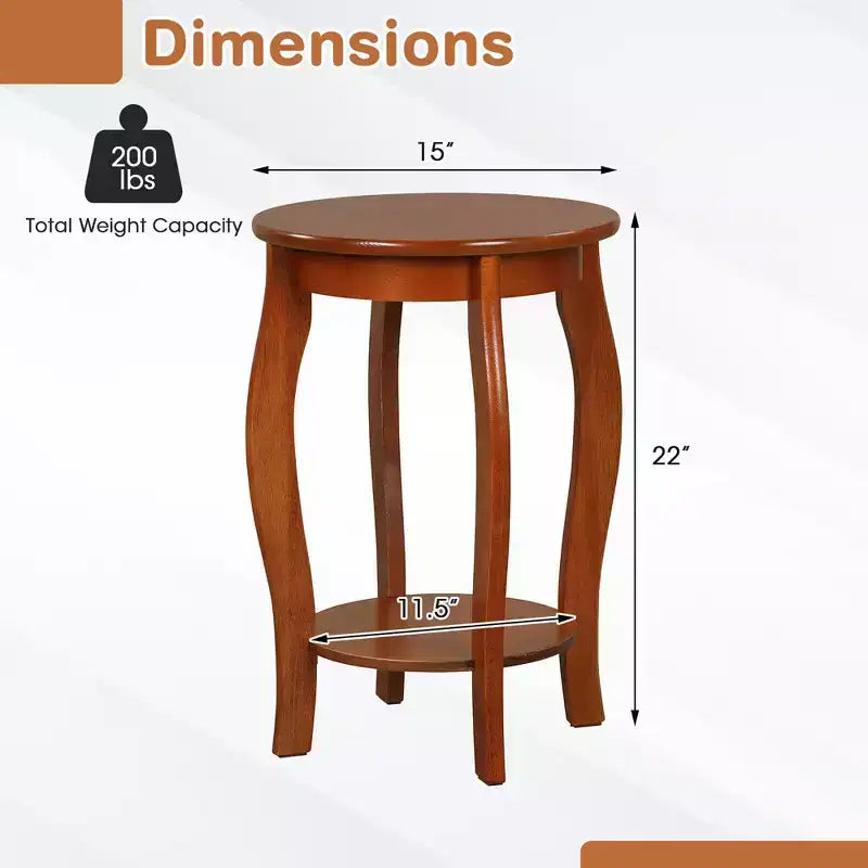 Costway Lot de 2 tables d'appoint rondes à 2 niveaux pour canapé, table de chevet étroite avec étagère de rangement
