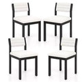 Costway Dining Chair Set of 4 Faux Shearling Upholstered Kitchen Chairs w/ Wood Frame White