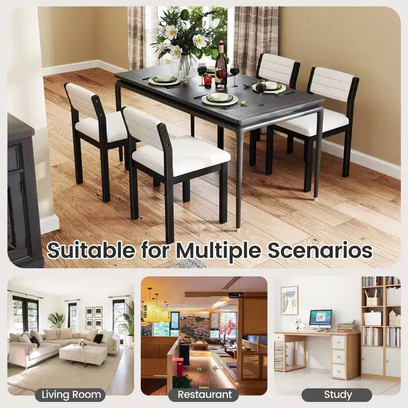 Lot de 4 chaises de salle à manger Costway en fausse fourrure de mouton, chaises de cuisine rembourrées avec cadre en bois, blanc