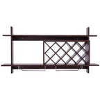 Costway Range-bouteilles mural avec porte-verres et étagère de rangement Décoration intérieure