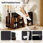 Banc de rangement pour chaussures Costway avec porte-parapluie, siège rembourré, étagères réglables et amovibles
