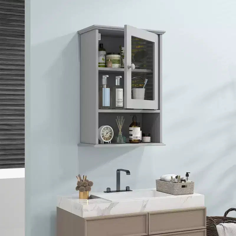 Costway Armoire Murale Salle de Bain Rangement Suspendu Pharmacie Étagère Réglable