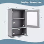 Costway Armoire Murale Salle de Bain Rangement Suspendu Pharmacie Étagère Réglable