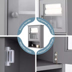 Costway Armoire Murale Salle de Bain Rangement Suspendu Pharmacie Étagère Réglable