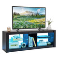 Costway TV Stand w/ LED Light for TVs up to 65 inch w/ Adjustable Tempered Glass Shelves