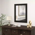 Miroir mural encadré bois Costway 32 x 24 avec cadre en bois massif - Suspension verticale ou horizontale