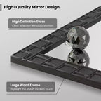 Miroir mural encadré bois Costway 32 x 24 avec cadre en bois massif - Suspension verticale ou horizontale
