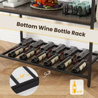 Îlot de cuisine Costway avec 3 étagères, comptoir de cuisine industriel avec porte-verres et 10 crochets, étagère de cuisine à 3 niveaux avec cadre métallique robuste