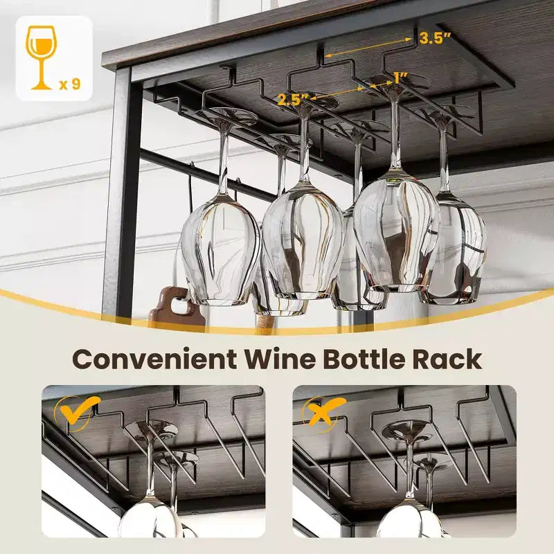 Îlot de cuisine Costway avec 3 étagères, comptoir de cuisine industriel avec porte-verres et 10 crochets, étagère de cuisine à 3 niveaux avec cadre métallique robuste