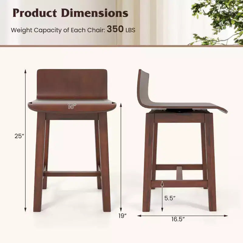 Costway Chaise de Salle à Manger Pivotante, Lot de 2 Chaises de Cuisine en Bois Style Ferme, Chaises d'Appoint sans Accoudoirs