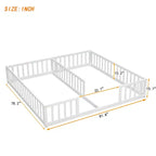 Lit au sol double/jumeau TUYOHW pour enfants avec clôture, lit Montessori moderne avec barrières de sécurité pour chambre à coucher