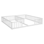 Lit au sol double/jumeau TUYOHW pour enfants avec clôture, lit Montessori moderne avec barrières de sécurité pour chambre à coucher