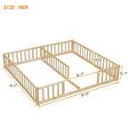 Lit au sol double/jumeau TUYOHW pour enfants avec clôture, lit Montessori moderne avec barrières de sécurité pour chambre à coucher