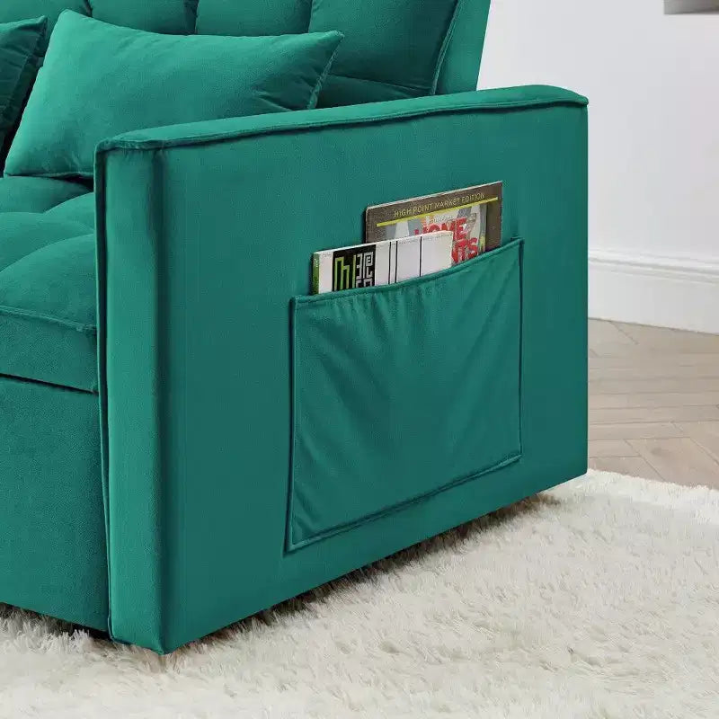 TUYOHW 55.43 Fauteuil-lit convertible, Canapé-lit pliant avec dossier réglable et lit gigogne, Canapés en velours pour salon et petit espace
