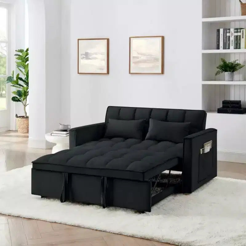 TUYOHW 55.43 Fauteuil-lit convertible, Canapé-lit pliant avec dossier réglable et lit gigogne, Canapés en velours pour salon et petit espace