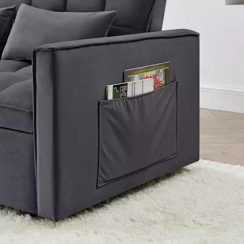 TUYOHW 55.43 Fauteuil-lit convertible, Canapé-lit pliant avec dossier réglable et lit gigogne, Canapés en velours pour salon et petit espace
