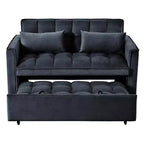 TUYOHW Canapé-lit convertible 3-en-1, canapé escamotable moderne avec dossier réglable et poches de rangement, causeuse en velours pour salon