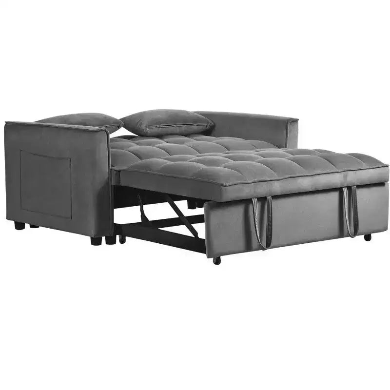 TUYOHW Canapé-lit convertible 3-en-1, canapé escamotable moderne avec dossier réglable et poches de rangement, causeuse en velours pour salon