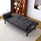 Canapé convertible pliable 70'' TUYOHW avec porte-gobelet et rangement latéral, en coton et lin, pour petits espaces