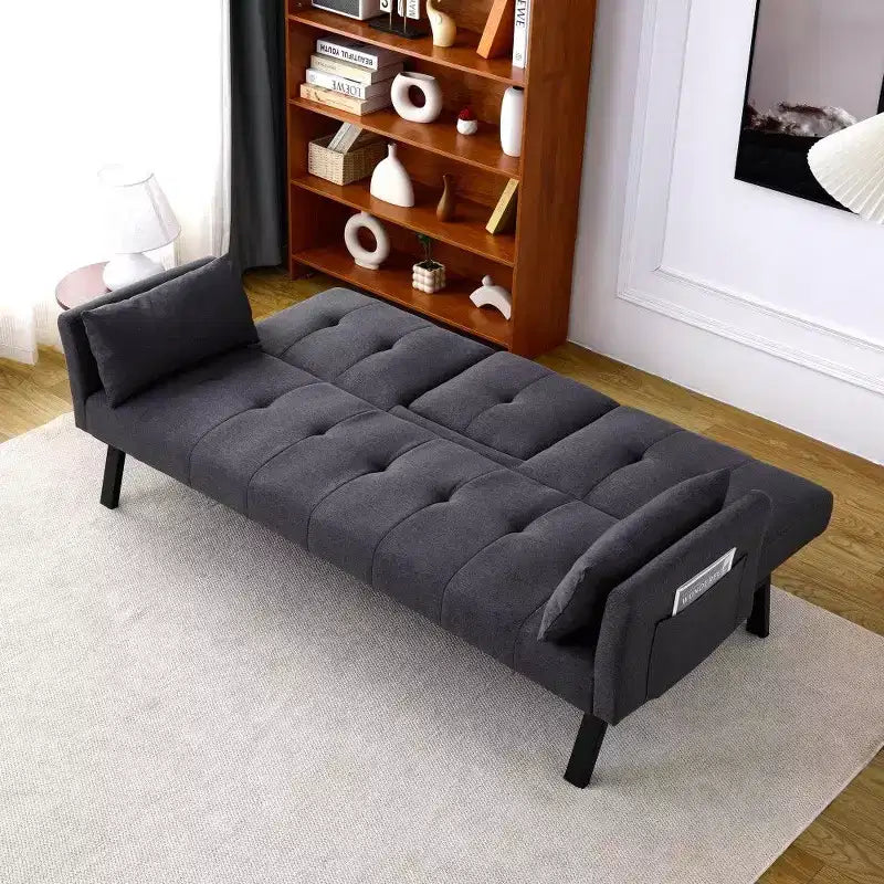 Canapé convertible pliable 70'' TUYOHW avec porte-gobelet et rangement latéral, en coton et lin, pour petits espaces