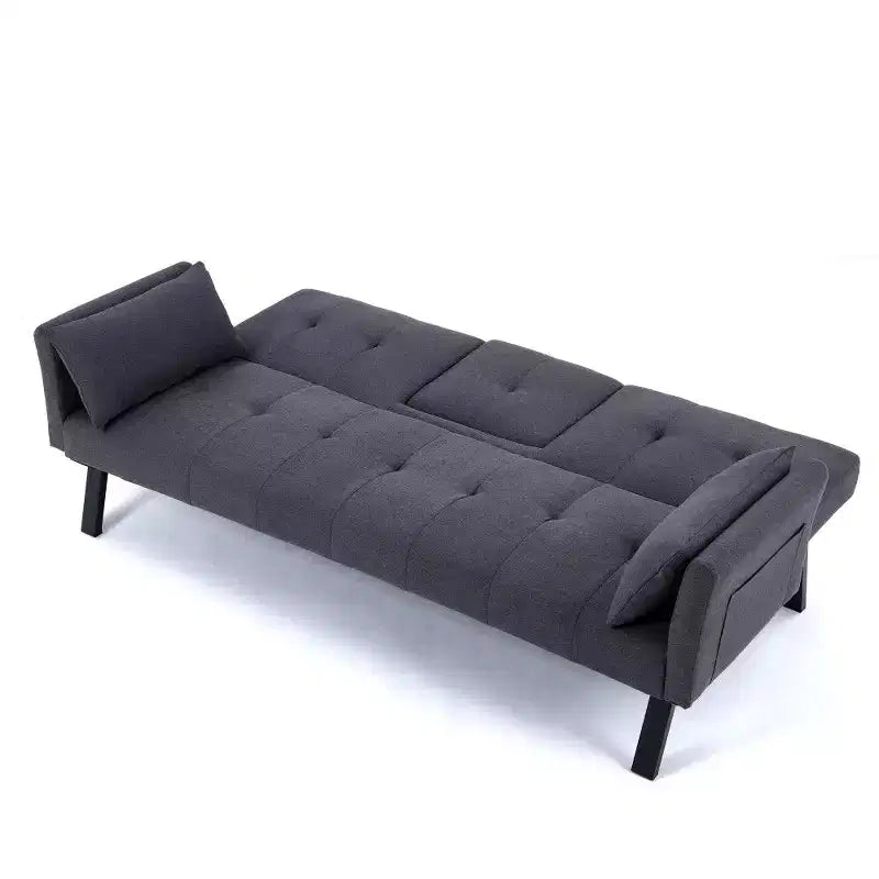 Canapé convertible pliable 70'' TUYOHW avec porte-gobelet et rangement latéral, en coton et lin, pour petits espaces