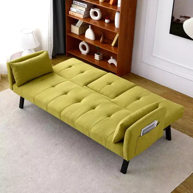 Canapé convertible pliable 70'' TUYOHW avec porte-gobelet et rangement latéral, en coton et lin, pour petits espaces