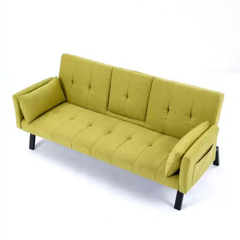 Canapé convertible pliable 70'' TUYOHW avec porte-gobelet et rangement latéral, en coton et lin, pour petits espaces