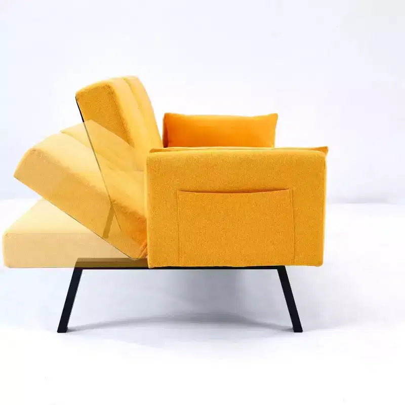 Canapé convertible pliable 70'' TUYOHW avec porte-gobelet et rangement latéral, en coton et lin, pour petits espaces