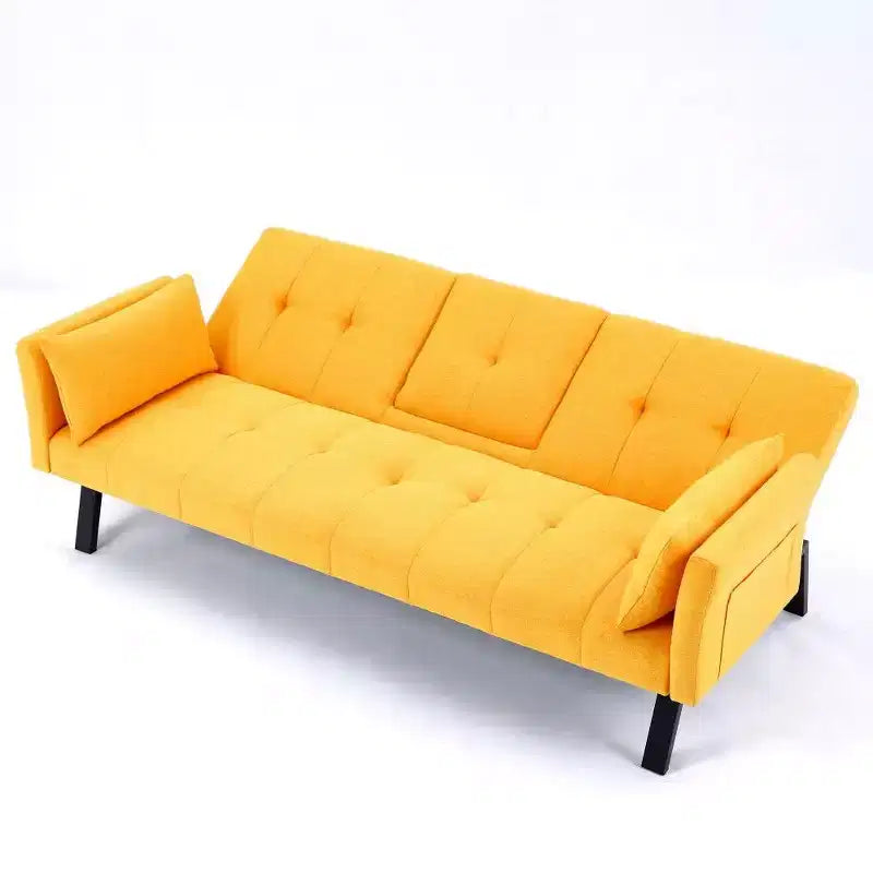Canapé convertible pliable 70'' TUYOHW avec porte-gobelet et rangement latéral, en coton et lin, pour petits espaces
