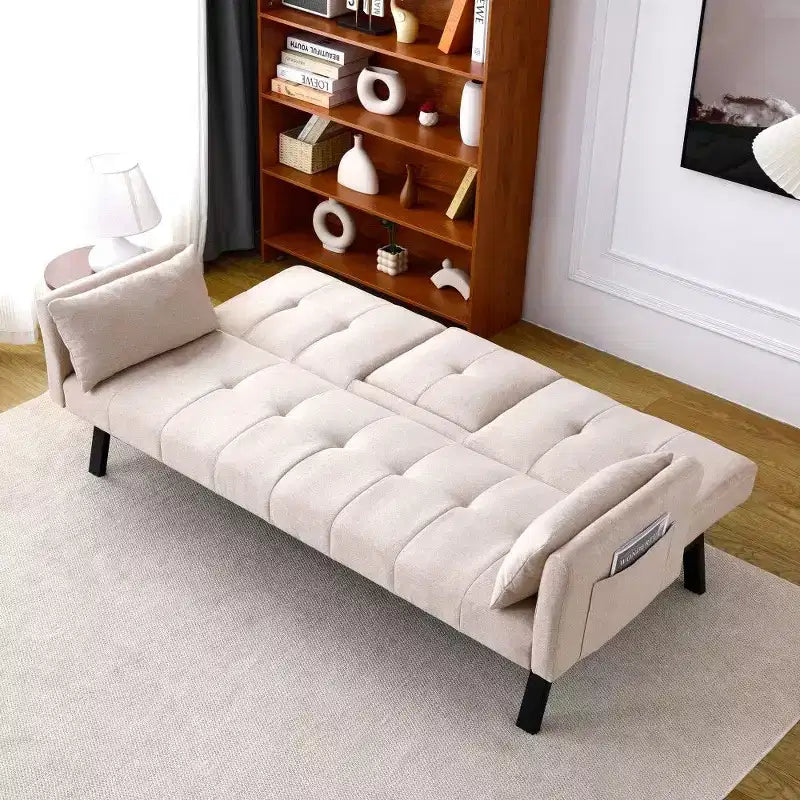 Canapé convertible pliable 70'' TUYOHW avec porte-gobelet et rangement latéral, en coton et lin, pour petits espaces