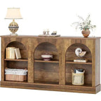 Console de ferme Lantine, table d'entrée de 160 cm de long avec 3 niveaux de rangement, table de canapé en bois pour le salon