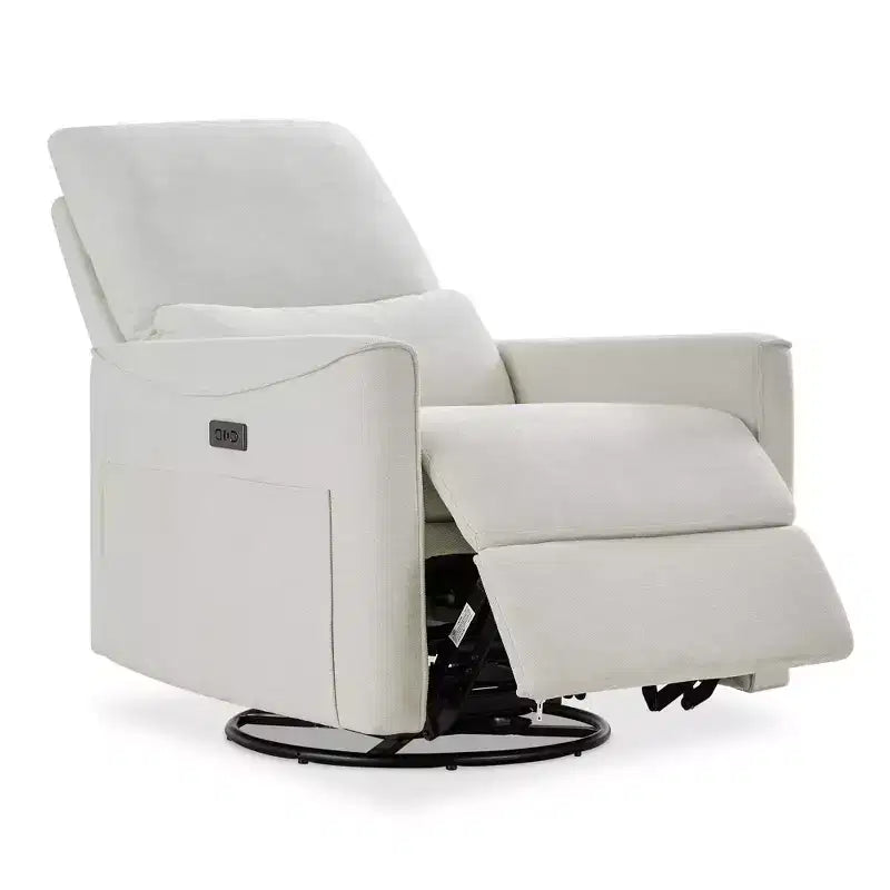 Canapé inclinable électrique Dyonery Power Swivel Rocker, petit canapé inclinable électrique avec ports USB et Type-C, fauteuil de crèche planeur avec support lombaire