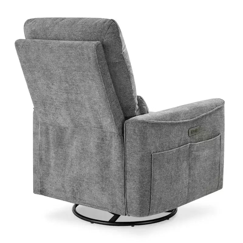 Canapé inclinable électrique Dyonery Power Swivel Rocker, petit canapé inclinable électrique avec ports USB et Type-C, fauteuil de crèche planeur avec support lombaire
