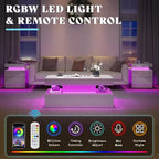 AMERLIFE Ensemble de 3 tables basses modernes laquées brillantes avec éclairage LED et rangement, 2 tables d'appoint avec station de recharge pour salon