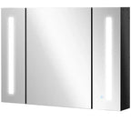 LED Lighted Medicine Cabinet with Mirror, 35.5W x 25.5H Wall Mounted Bathroom Cabinet with 3 Cupboards, Memory Function, USB Charge